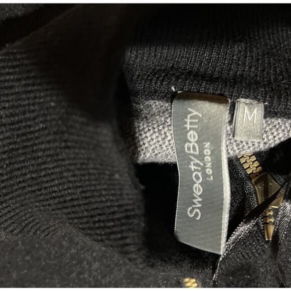 SWEATY BETTY Merino Wool Blend Knit Zip Up Sweater Cardigan M Black Gray - Picture 7 of 10